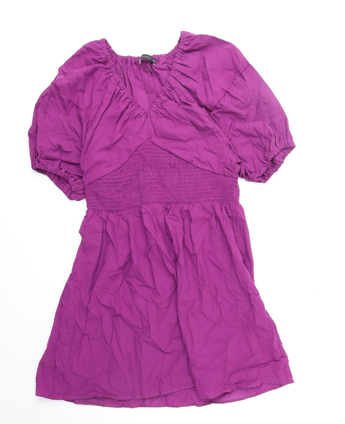 Marks and Spencer Womens Purple Cotton Fit & Flare Size 14 V-Neck Pullover