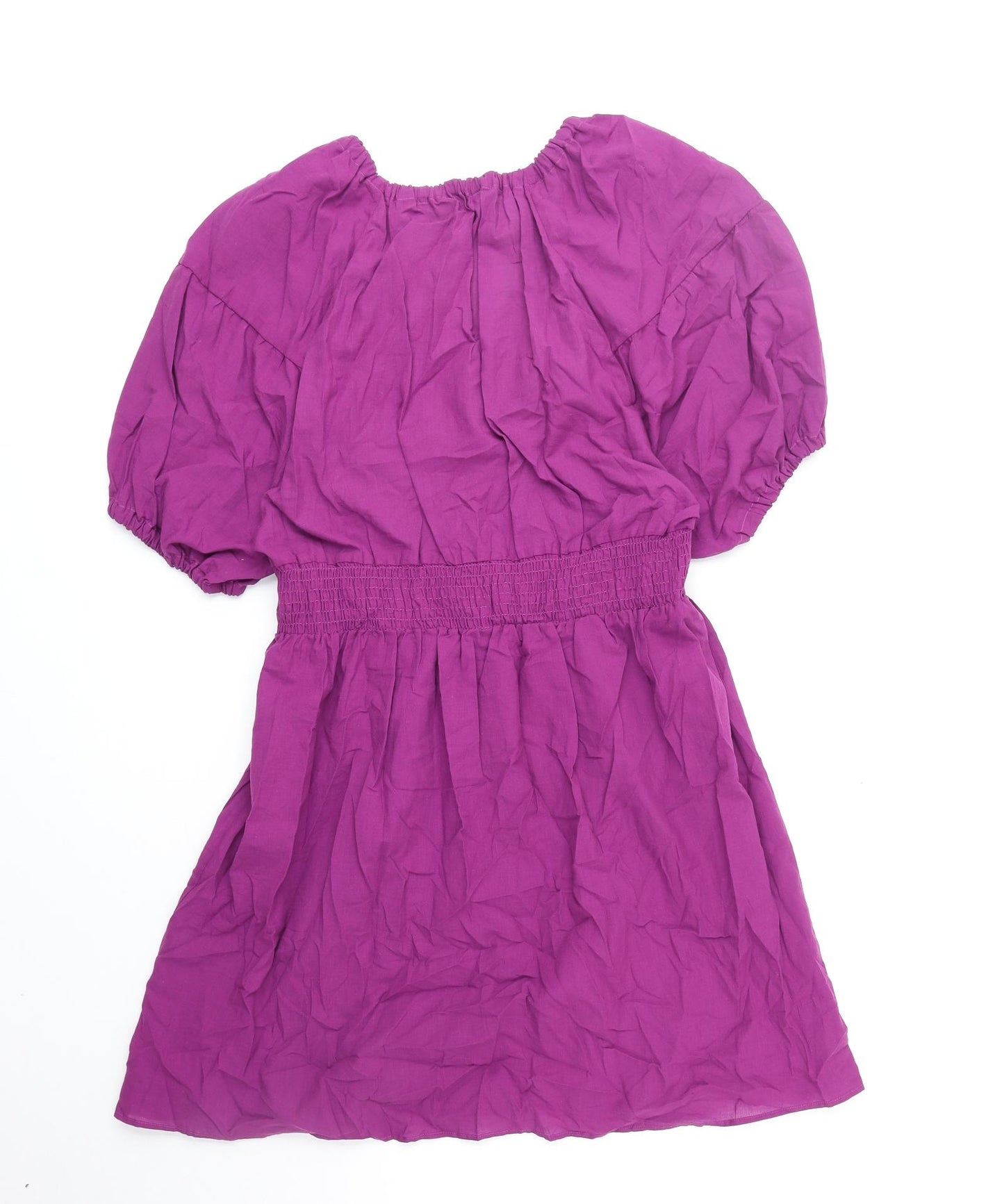 Marks and Spencer Womens Purple Cotton Fit & Flare Size 14 V-Neck Pullover