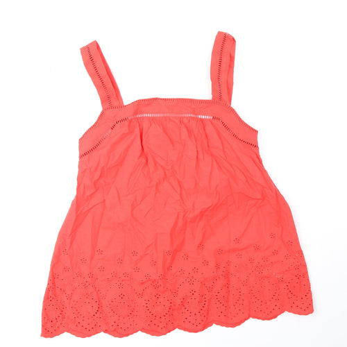 Marks and Spencer Womens Orange 100% Cotton Basic Tank Size 8 Square Neck