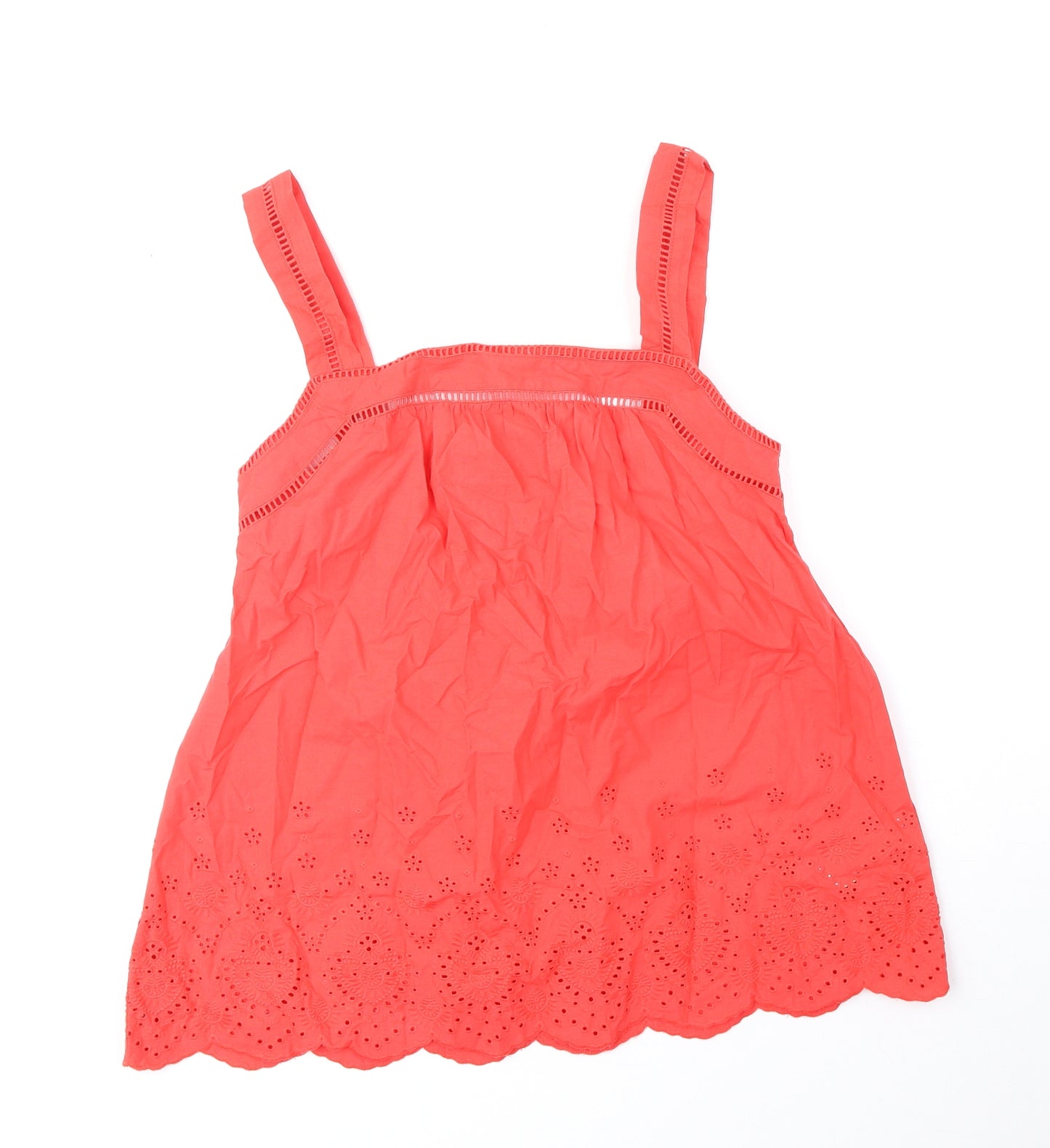Marks and Spencer Womens Orange 100% Cotton Basic Tank Size 8 Square Neck