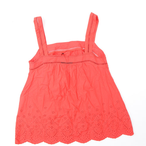 Marks and Spencer Womens Orange 100% Cotton Basic Tank Size 8 Square Neck