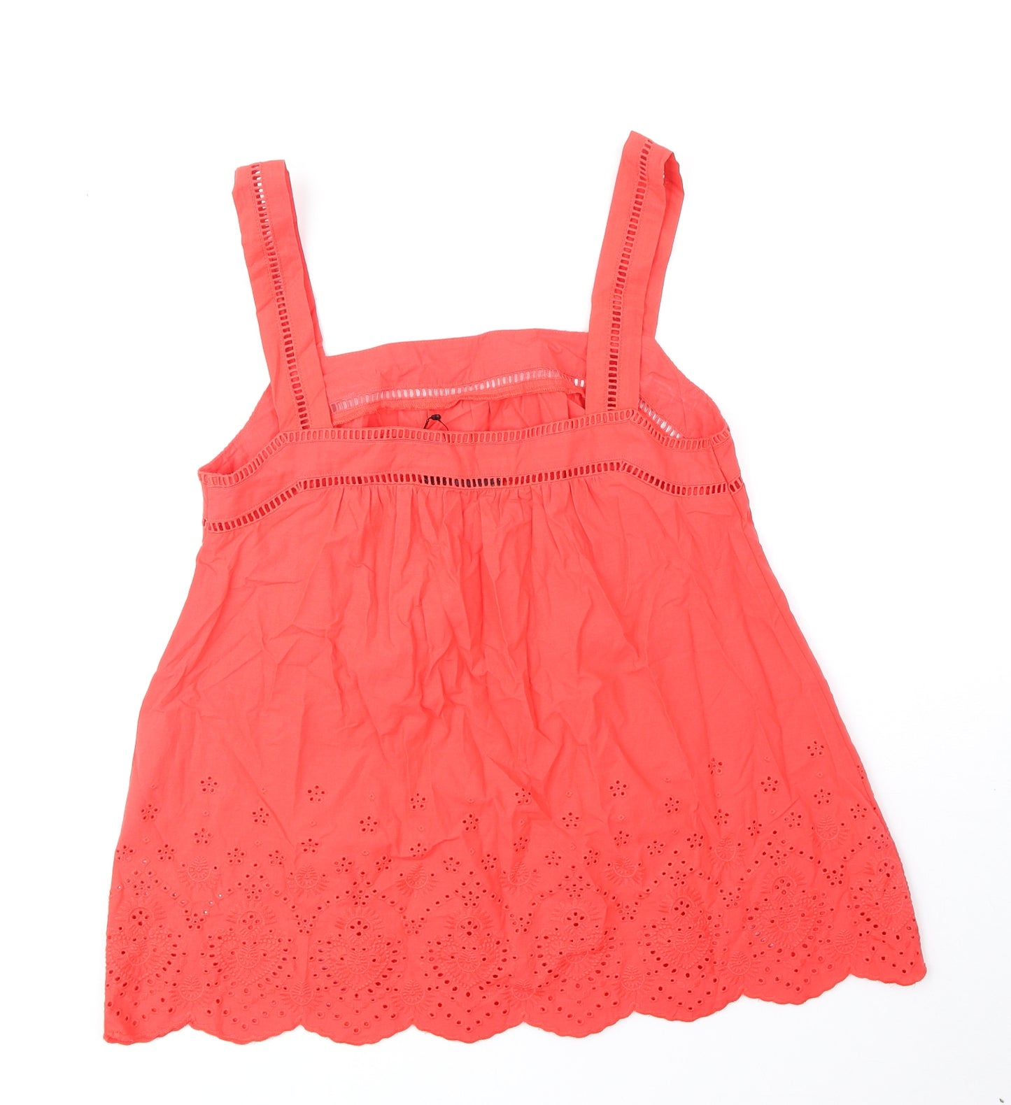 Marks and Spencer Womens Orange 100% Cotton Basic Tank Size 8 Square Neck