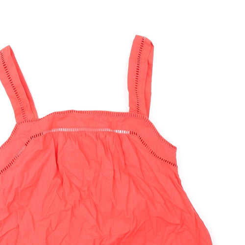 Marks and Spencer Womens Orange 100% Cotton Basic Tank Size 8 Square Neck