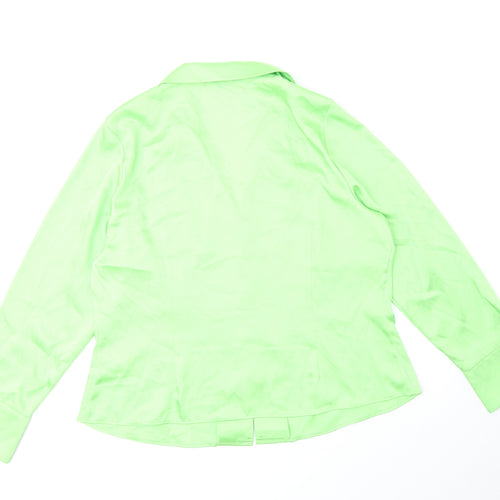 Marks and Spencer Womens Green Polyester Basic Button-Up Size 18 V-Neck