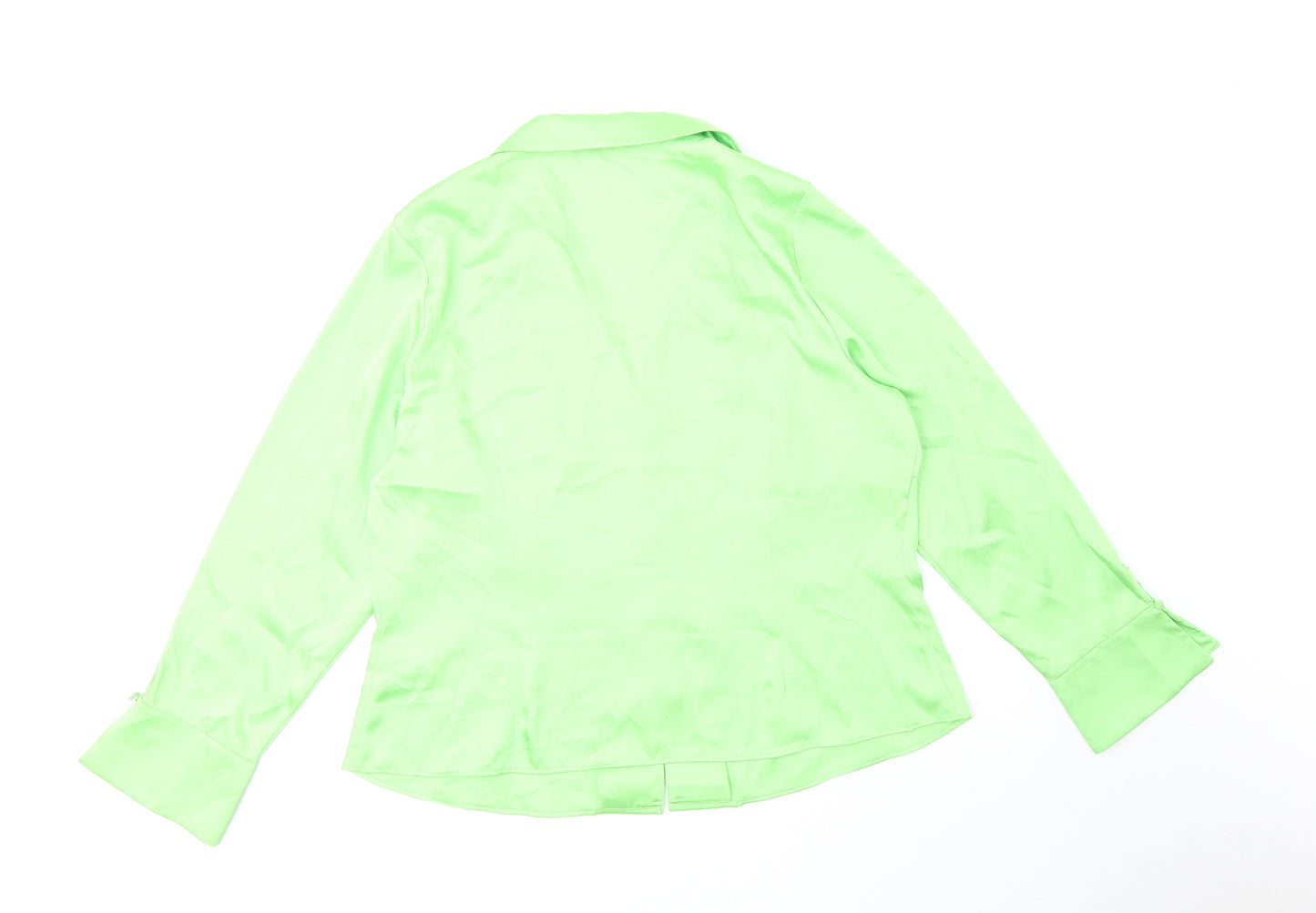 Marks and Spencer Womens Green Polyester Basic Button-Up Size 18 V-Neck