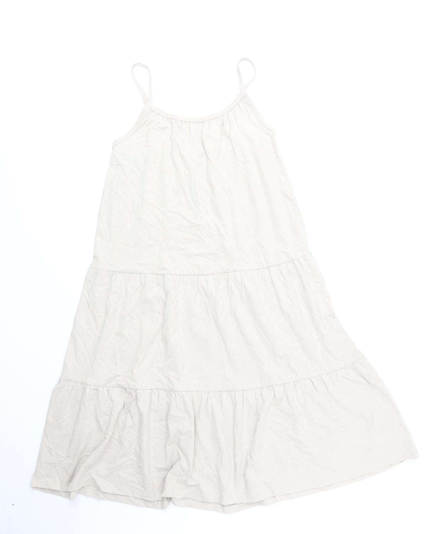 Marks and Spencer Girls Beige Cotton Trapeze & Swing Size 9-10 Years Roll Neck Pullover