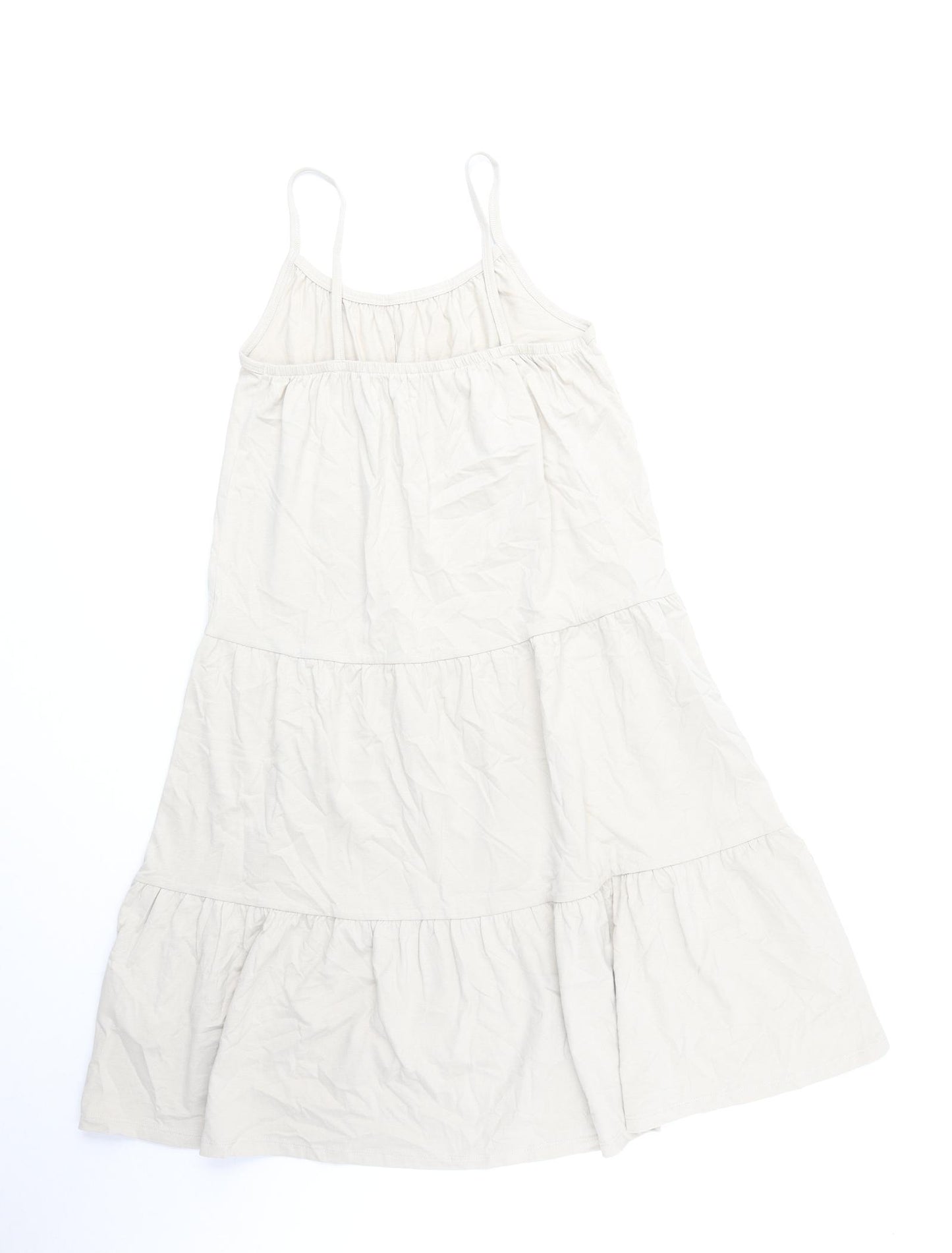Marks and Spencer Girls Beige Cotton Trapeze & Swing Size 9-10 Years Roll Neck Pullover