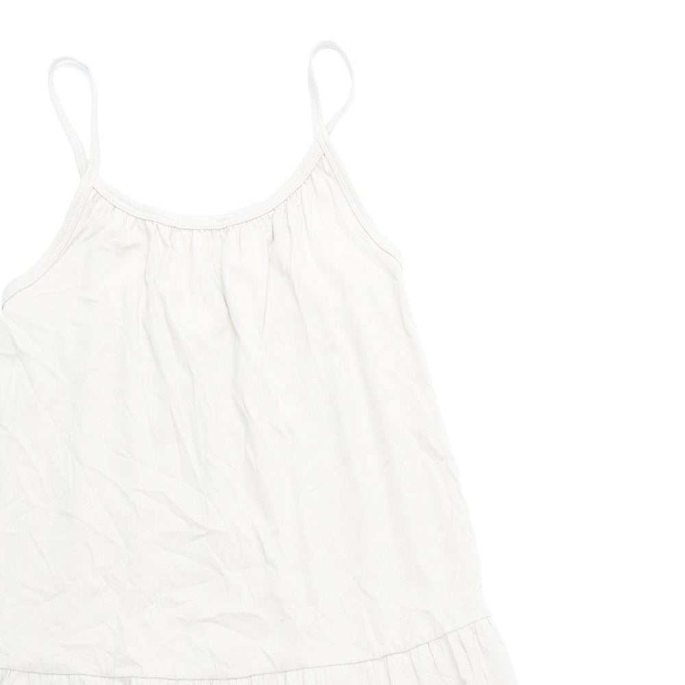 Marks and Spencer Girls Beige Cotton Trapeze & Swing Size 9-10 Years Roll Neck Pullover