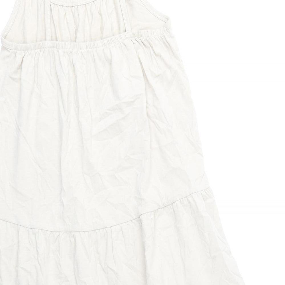 Marks and Spencer Girls Beige Cotton Trapeze & Swing Size 9-10 Years Roll Neck Pullover