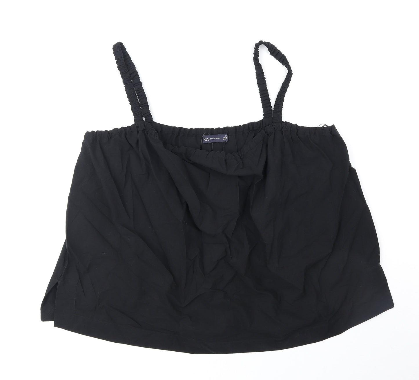 Marks and Spencer Womens Black Cotton Basic Tank Size 20 Round Neck