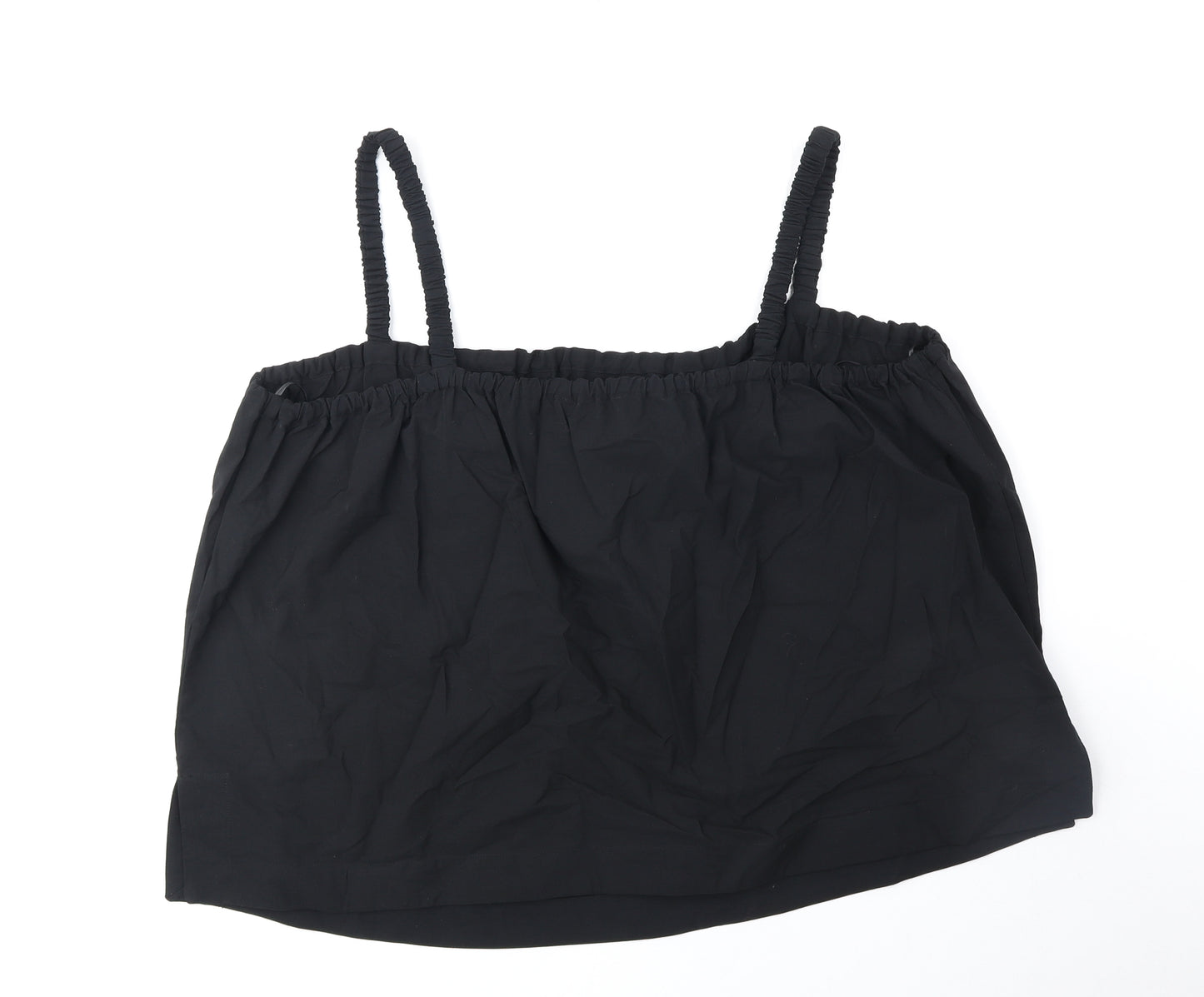 Marks and Spencer Womens Black Cotton Basic Tank Size 20 Round Neck