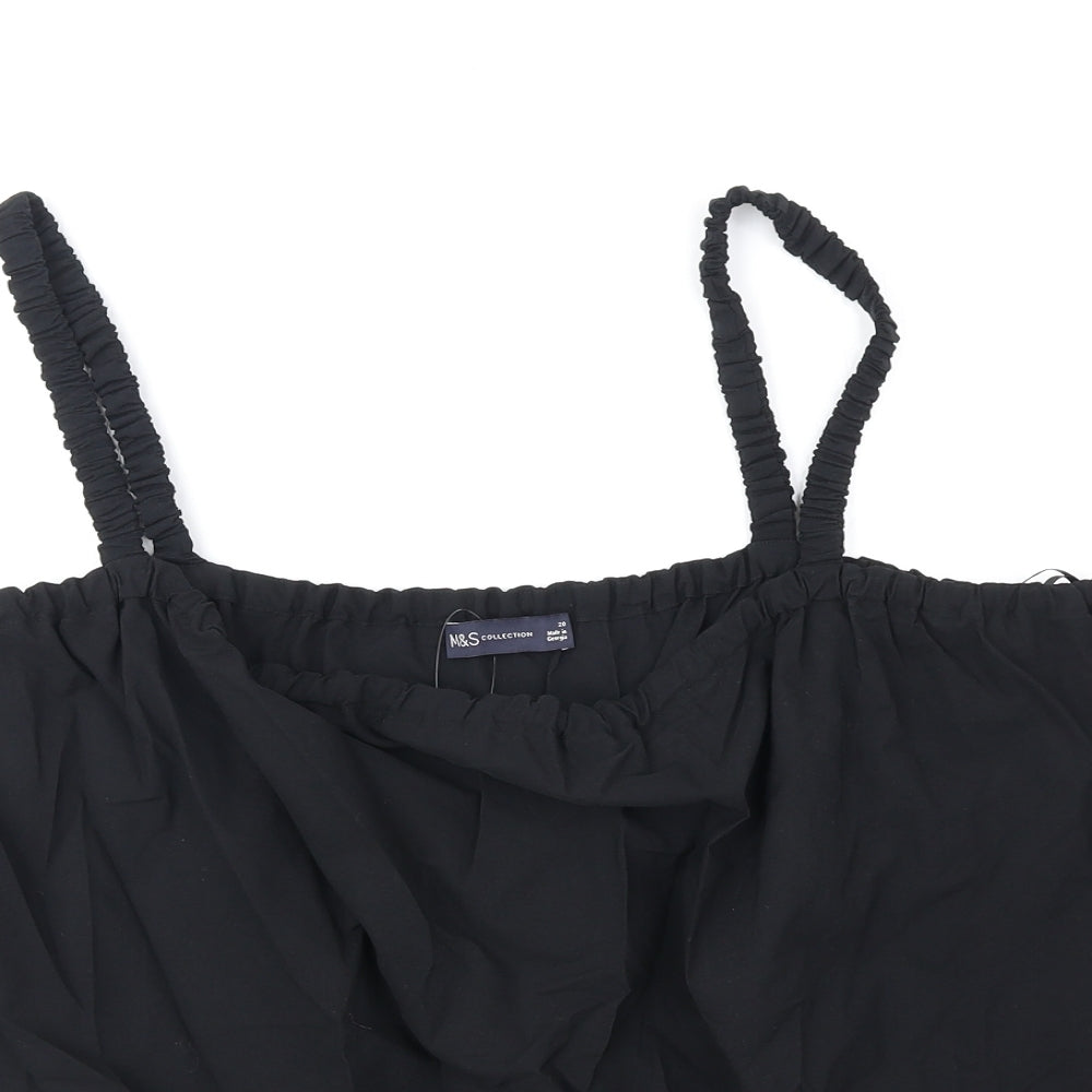 Marks and Spencer Womens Black Cotton Basic Tank Size 20 Round Neck