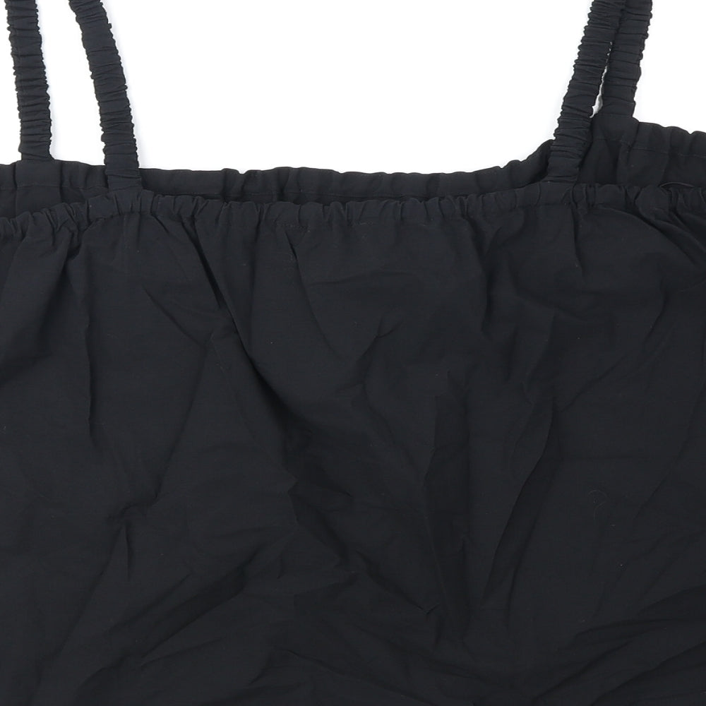 Marks and Spencer Womens Black Cotton Basic Tank Size 20 Round Neck