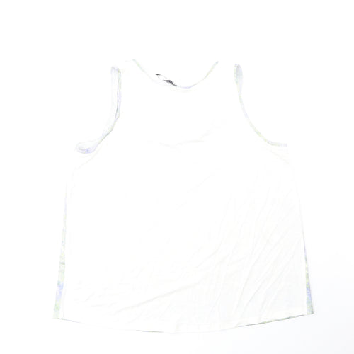Marks and Spencer Womens Blue Geometric Viscose Basic Tank Size 10 Scoop Neck