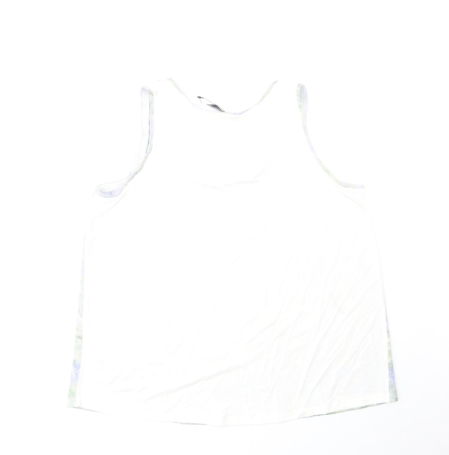 Marks and Spencer Womens Blue Geometric Viscose Basic Tank Size 10 Scoop Neck