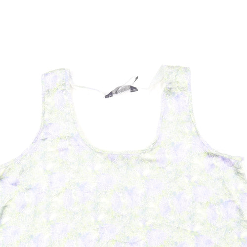 Marks and Spencer Womens Blue Geometric Viscose Basic Tank Size 10 Scoop Neck