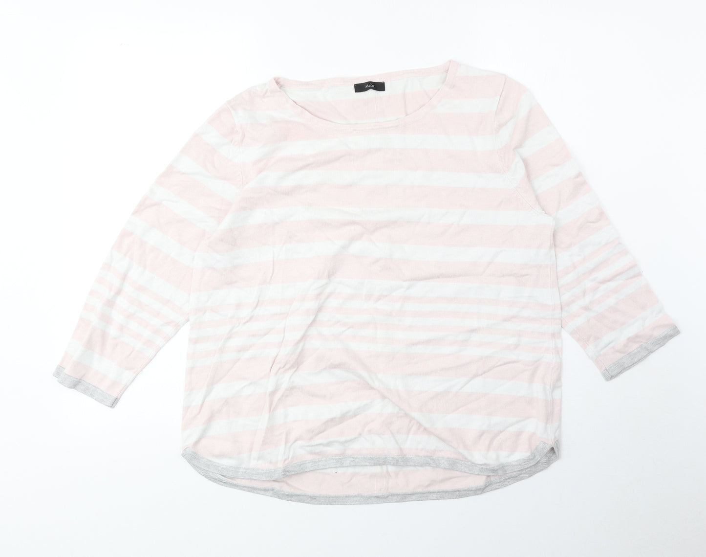 M&Co Womens Pink Boat Neck Striped Viscose Pullover Jumper Size 18