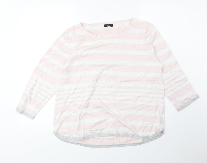 M&Co Womens Pink Boat Neck Striped Viscose Pullover Jumper Size 18