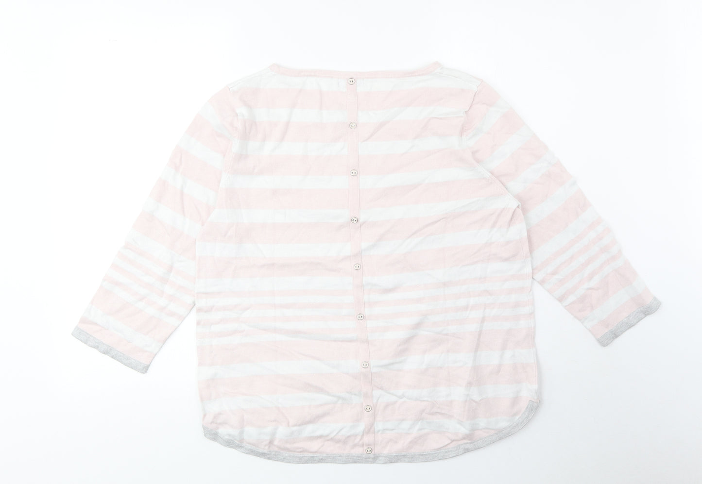 M&Co Womens Pink Boat Neck Striped Viscose Pullover Jumper Size 18