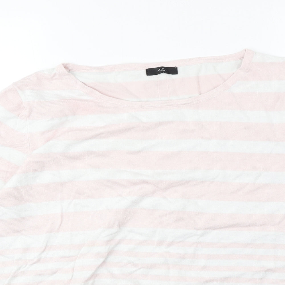 M&Co Womens Pink Boat Neck Striped Viscose Pullover Jumper Size 18
