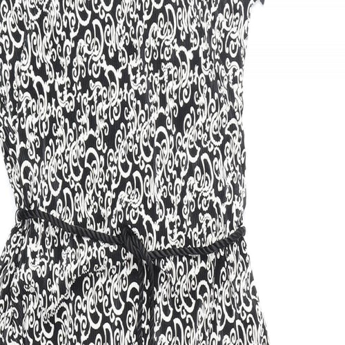 Dressbarn Womens Black Geometric Polyester Pencil Dress Size 8 Off the Shoulder Pullover