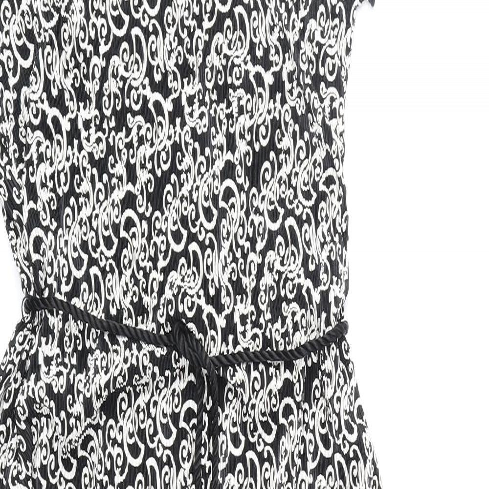 Dressbarn Womens Black Geometric Polyester Pencil Dress Size 8 Off the Shoulder Pullover