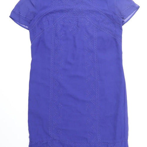 Per Una Womens Blue Polyester T-Shirt Dress Size 12 Boat Neck Pullover