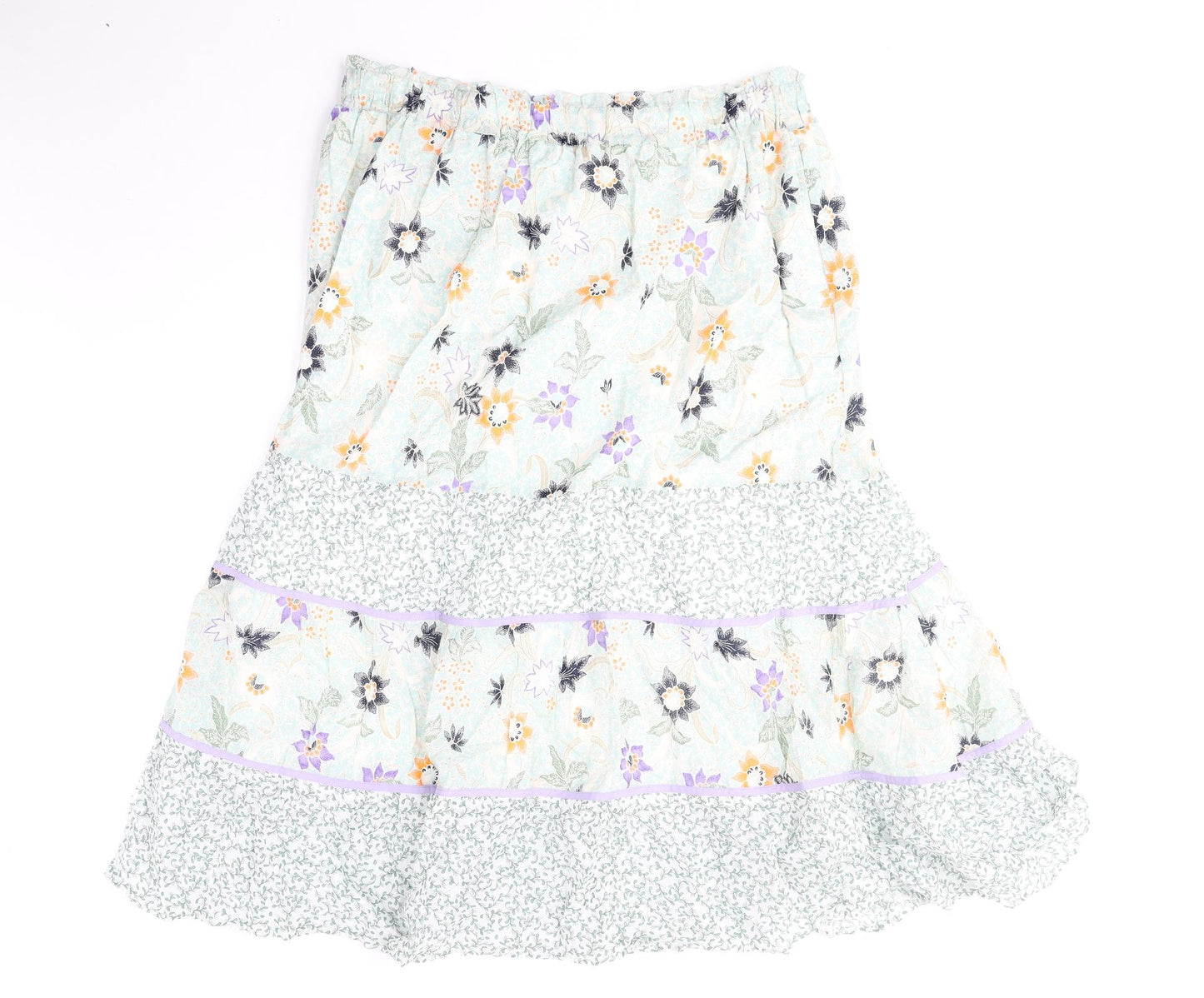 Per Una Womens Multicoloured Floral Cotton Peasant Skirt Size 18