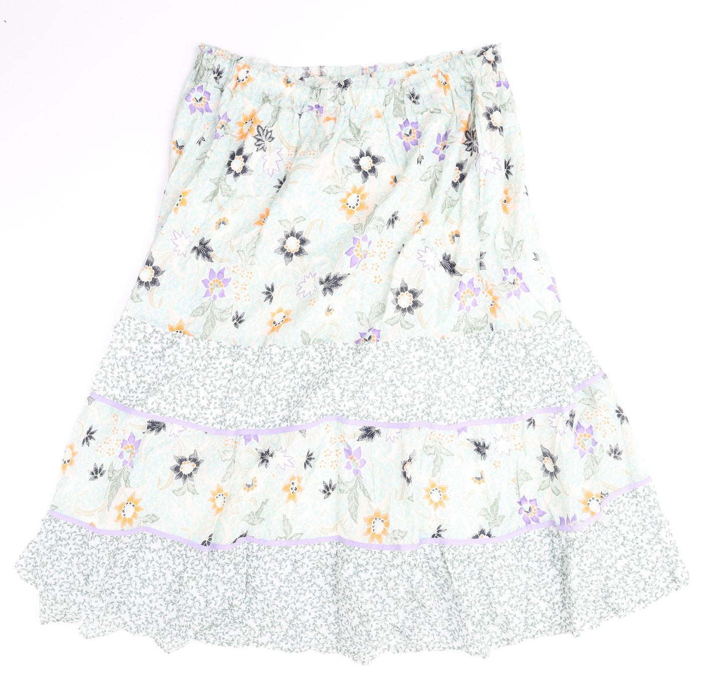 Per Una Womens Multicoloured Floral Cotton Peasant Skirt Size 18