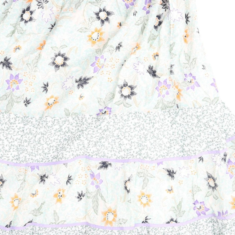 Per Una Womens Multicoloured Floral Cotton Peasant Skirt Size 18