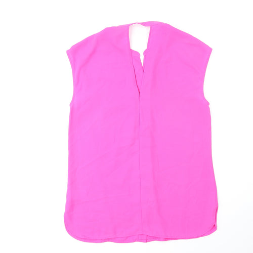 Warehouse Womens Pink Polyester Basic Blouse Size 8 V-Neck
