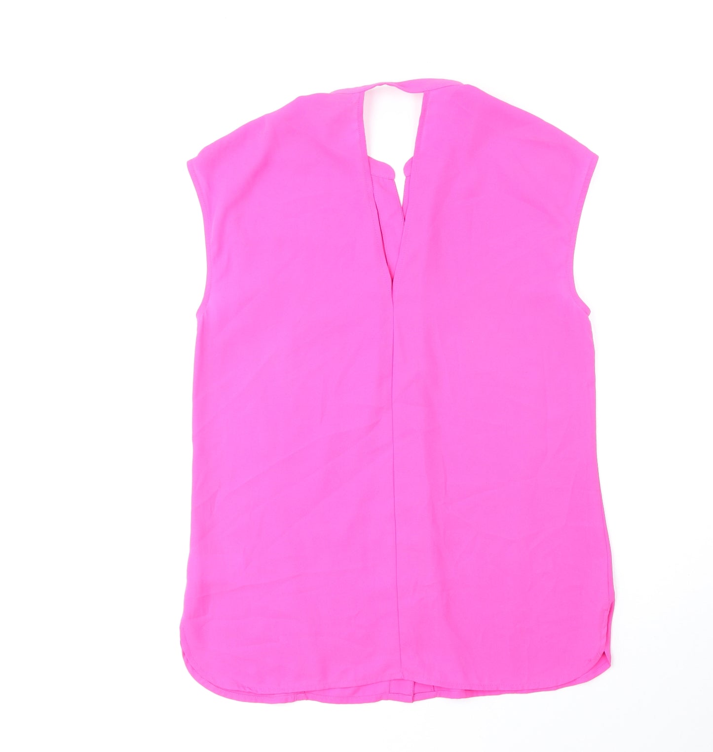 Warehouse Womens Pink Polyester Basic Blouse Size 8 V-Neck