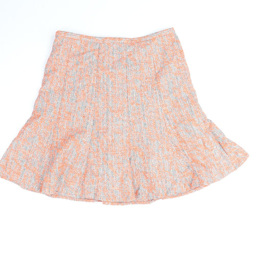 Marks and Spencer Womens Orange Polyester Skater Skirt Size 8 Zip
