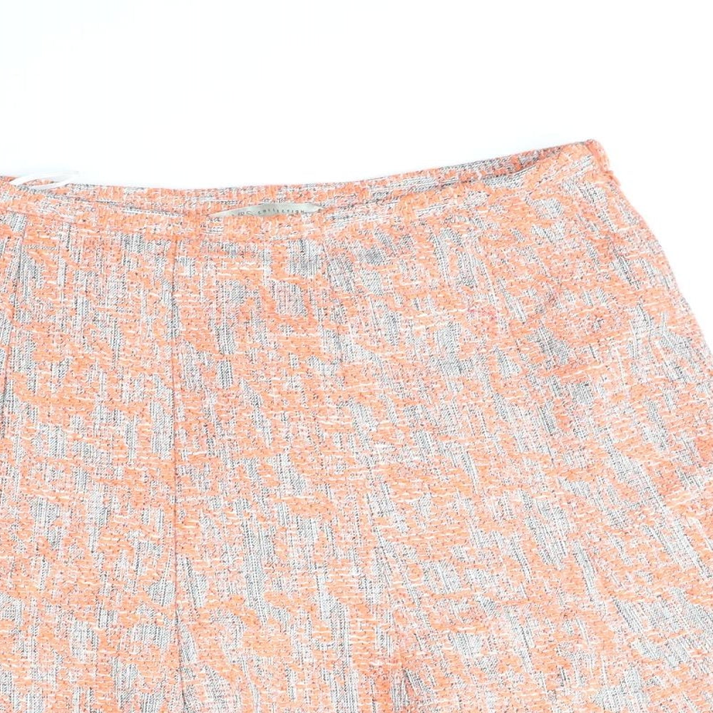 Marks and Spencer Womens Orange Polyester Skater Skirt Size 8 Zip