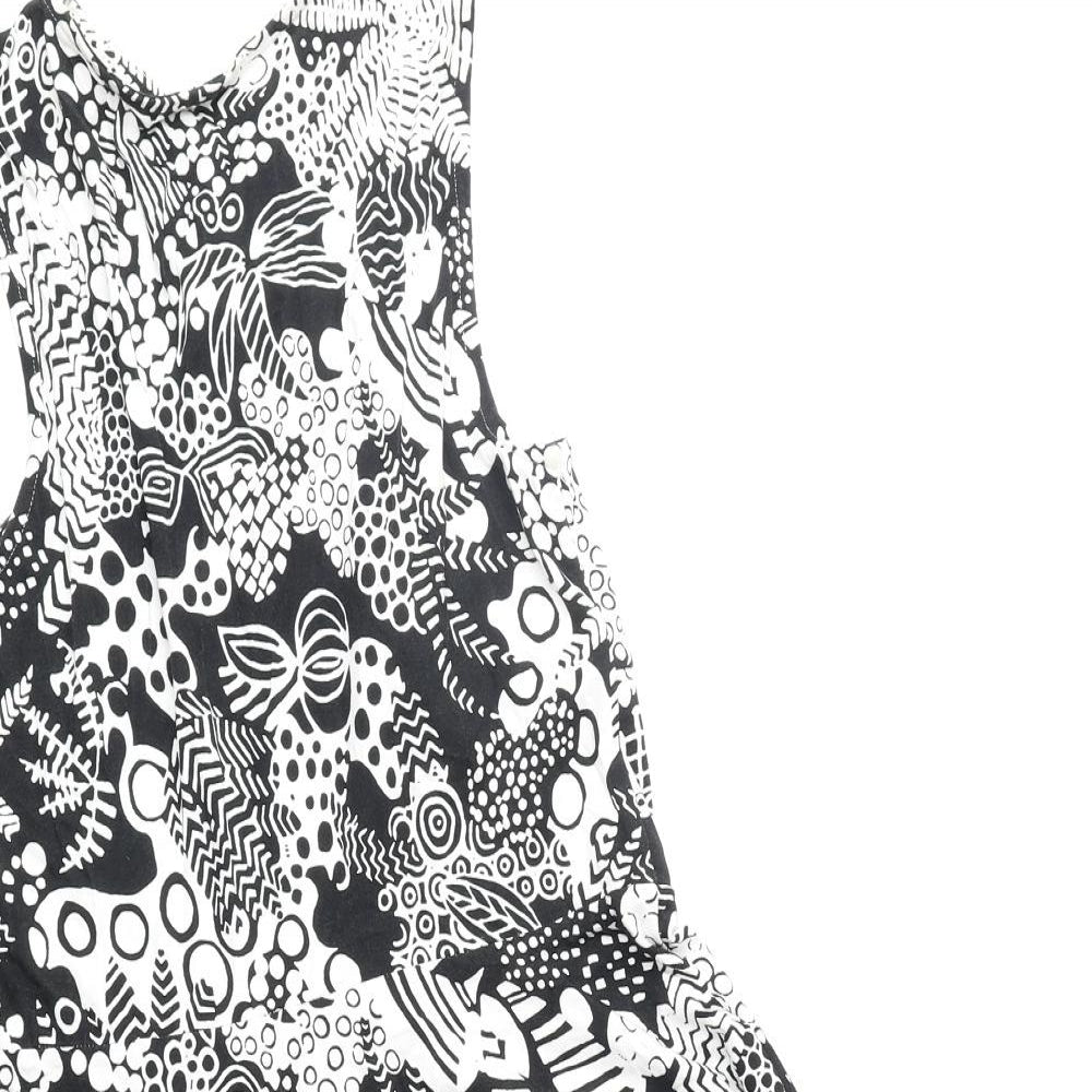 Karen Millen Womens Black Floral Viscose Fit & Flare Size 10 Round Neck Pullover