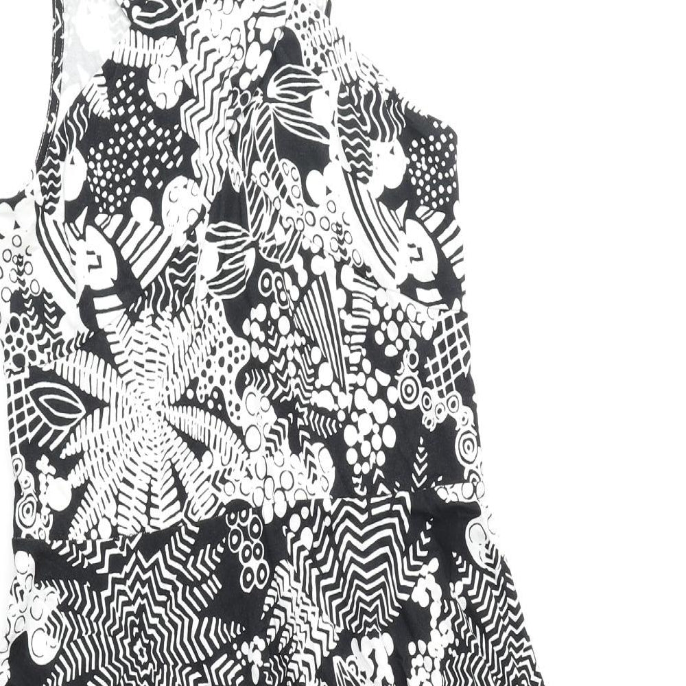 Karen Millen Womens Black Floral Viscose Fit & Flare Size 10 Round Neck Pullover