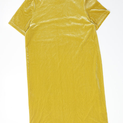 Joy Womens Green Polyester T-Shirt Dress Size 10 Mock Neck Pullover