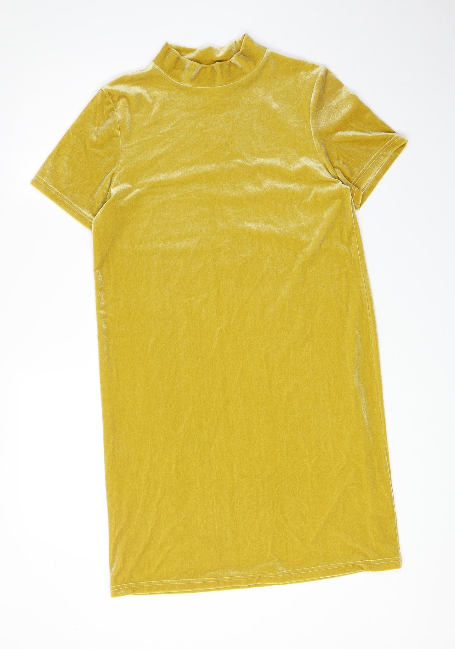 Joy Womens Green Polyester T-Shirt Dress Size 10 Mock Neck Pullover