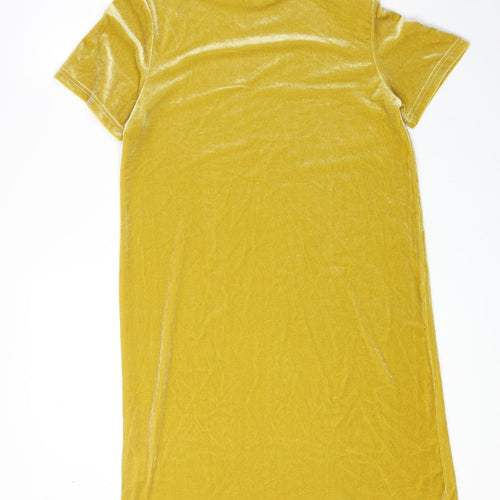 Joy Womens Green Polyester T-Shirt Dress Size 10 Mock Neck Pullover