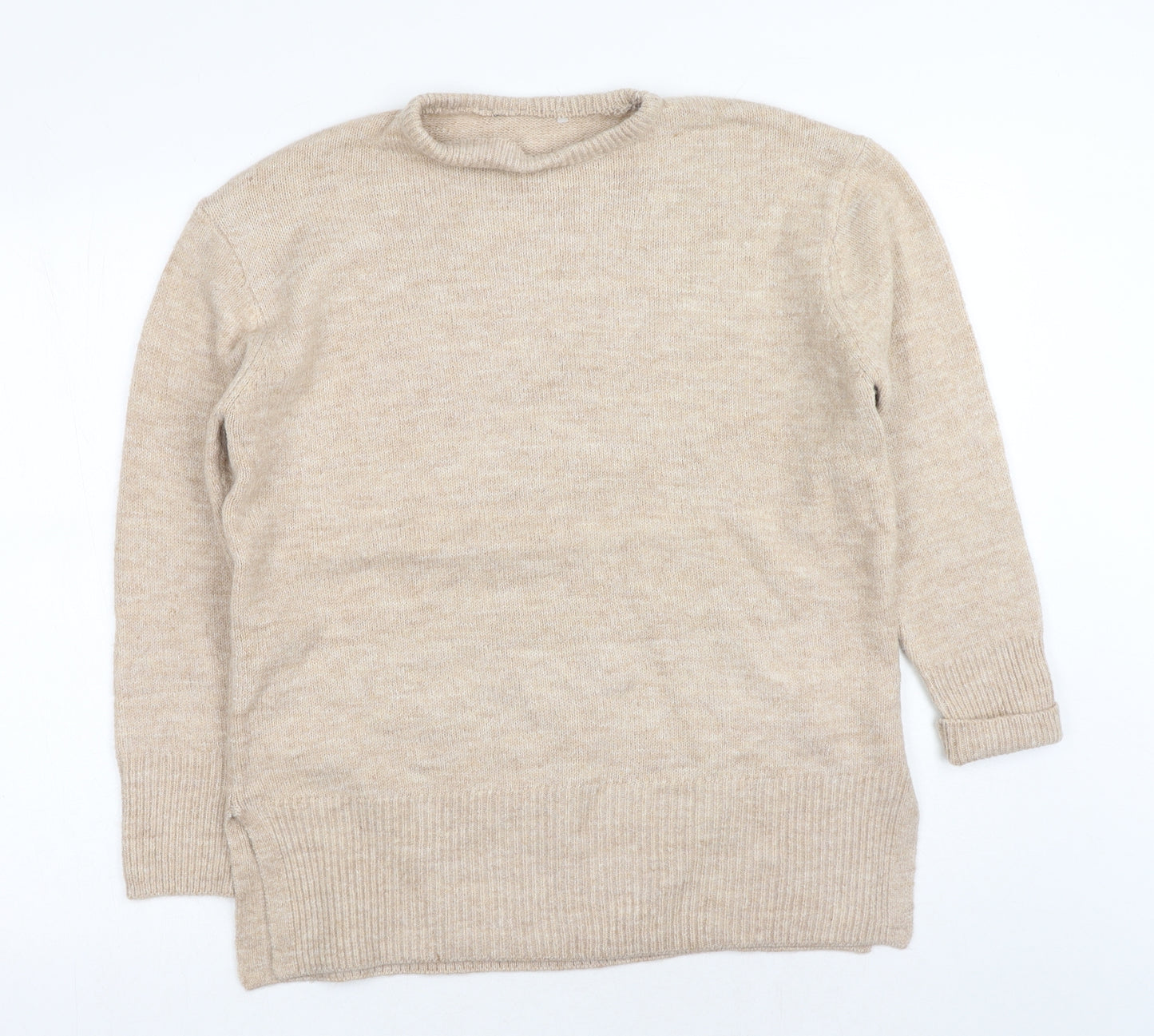 New Look Womens Beige Round Neck Acrylic Pullover Jumper Size S