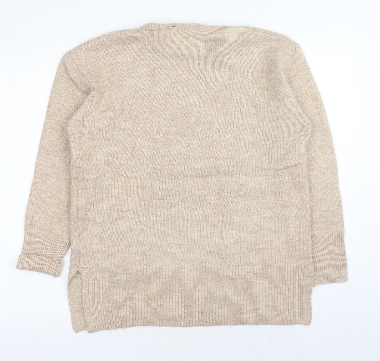 New Look Womens Beige Round Neck Acrylic Pullover Jumper Size S