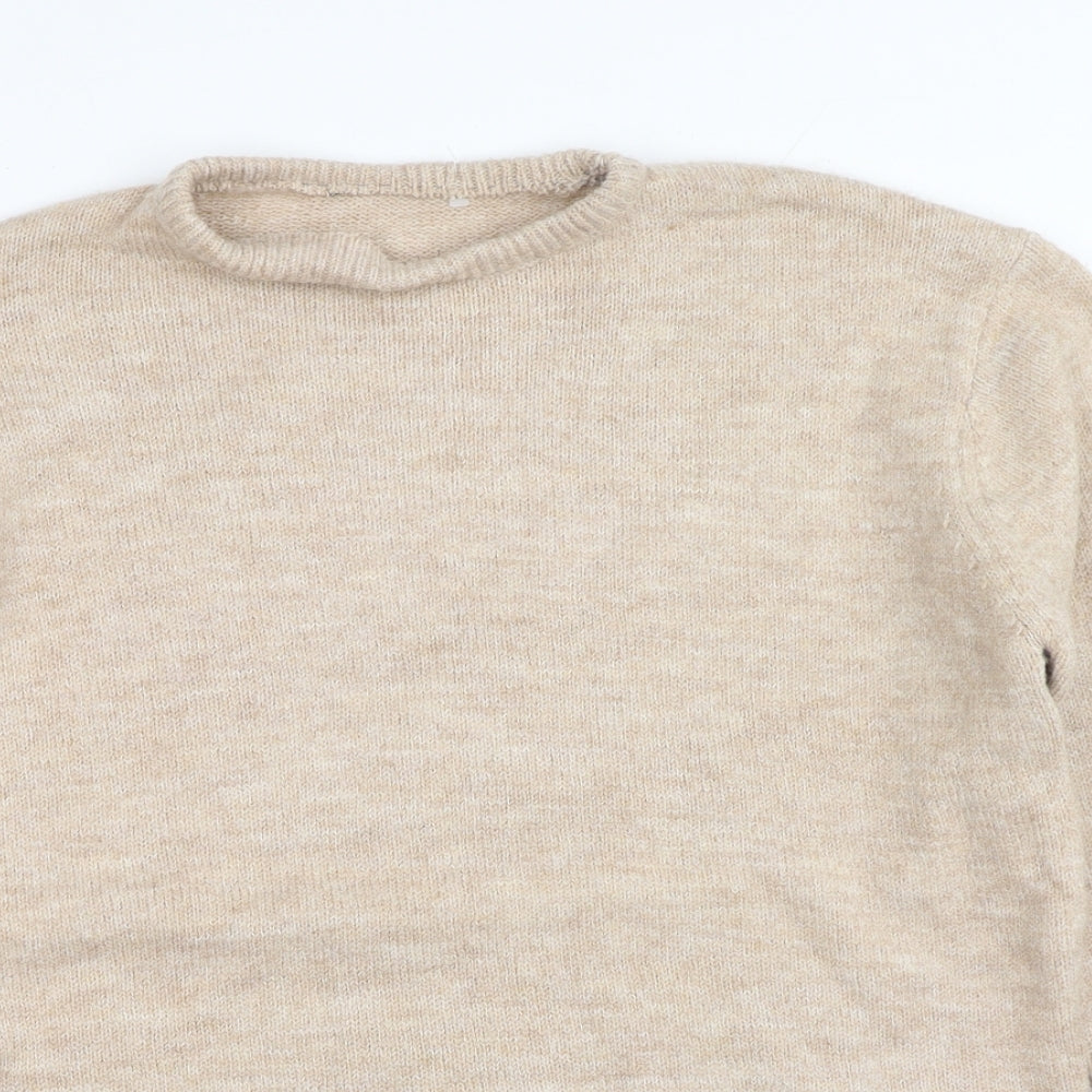 New Look Womens Beige Round Neck Acrylic Pullover Jumper Size S