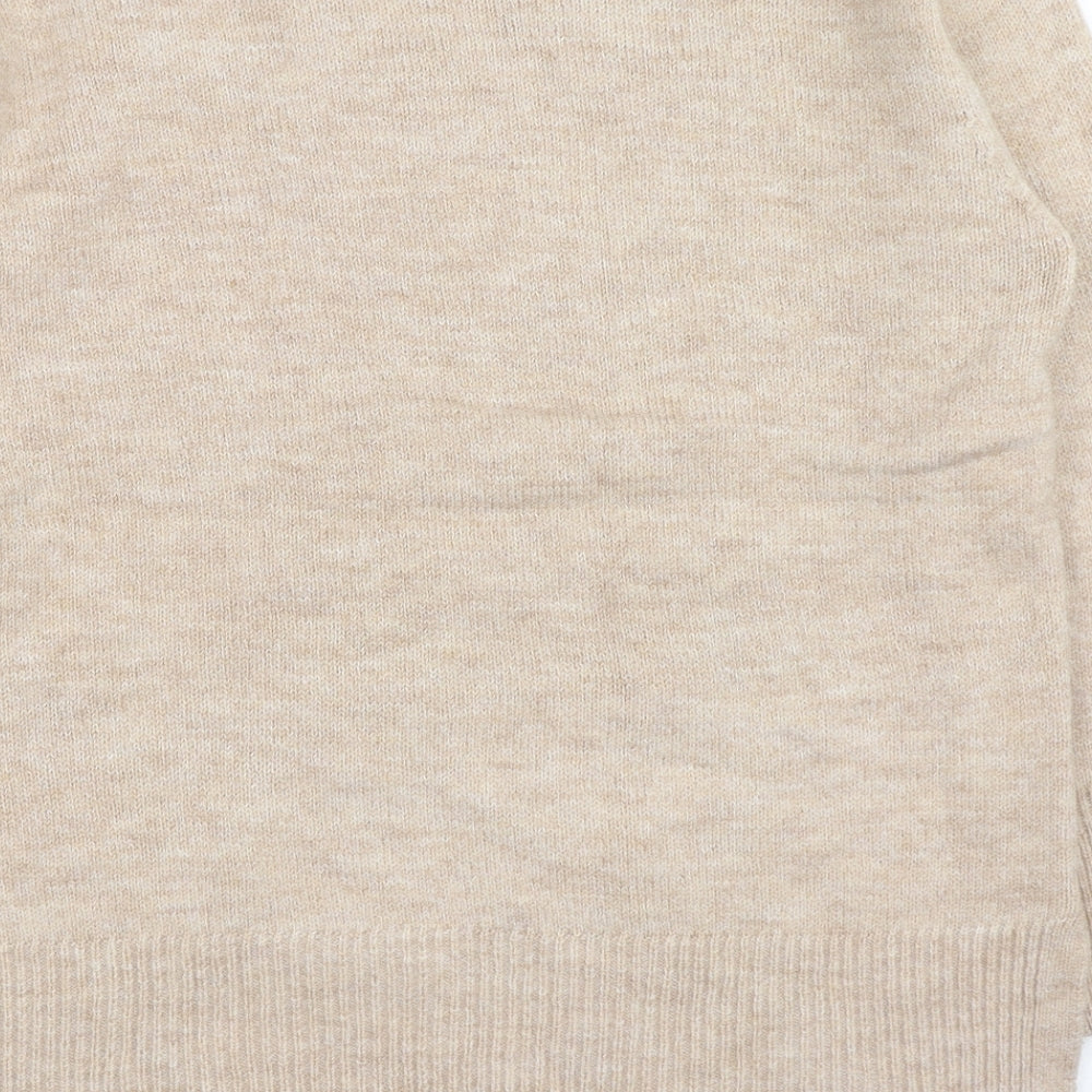 New Look Womens Beige Round Neck Acrylic Pullover Jumper Size S