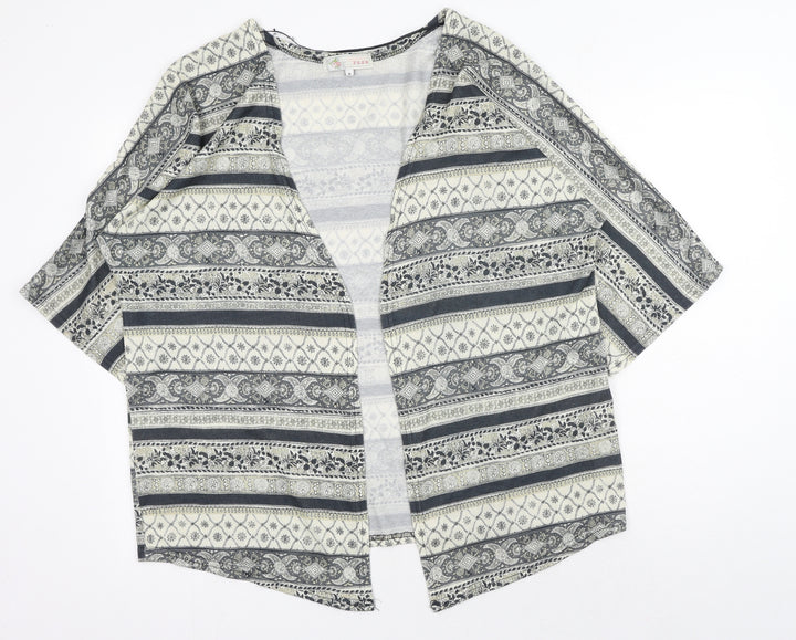 Cameo Rose Womens Beige V-Neck Geometric Polyester Cardigan Jumper Size M