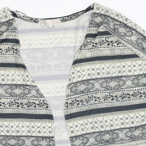 Cameo Rose Womens Beige V-Neck Geometric Polyester Cardigan Jumper Size M