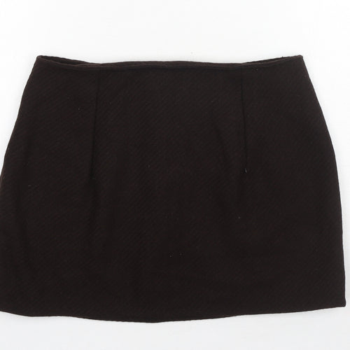 Preworn Womens Brown Cotton Mini Skirt Size 30 in Zip