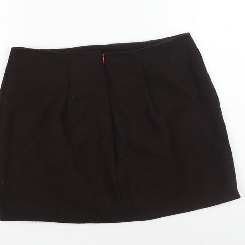 Preworn Womens Brown Cotton Mini Skirt Size 30 in Zip