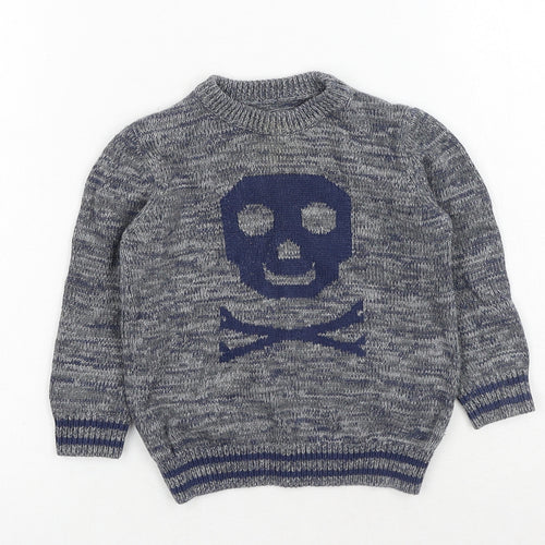 Nutmeg Boys Blue Cotton Pullover Jumper Size 12-18 Months Pullover - Skull