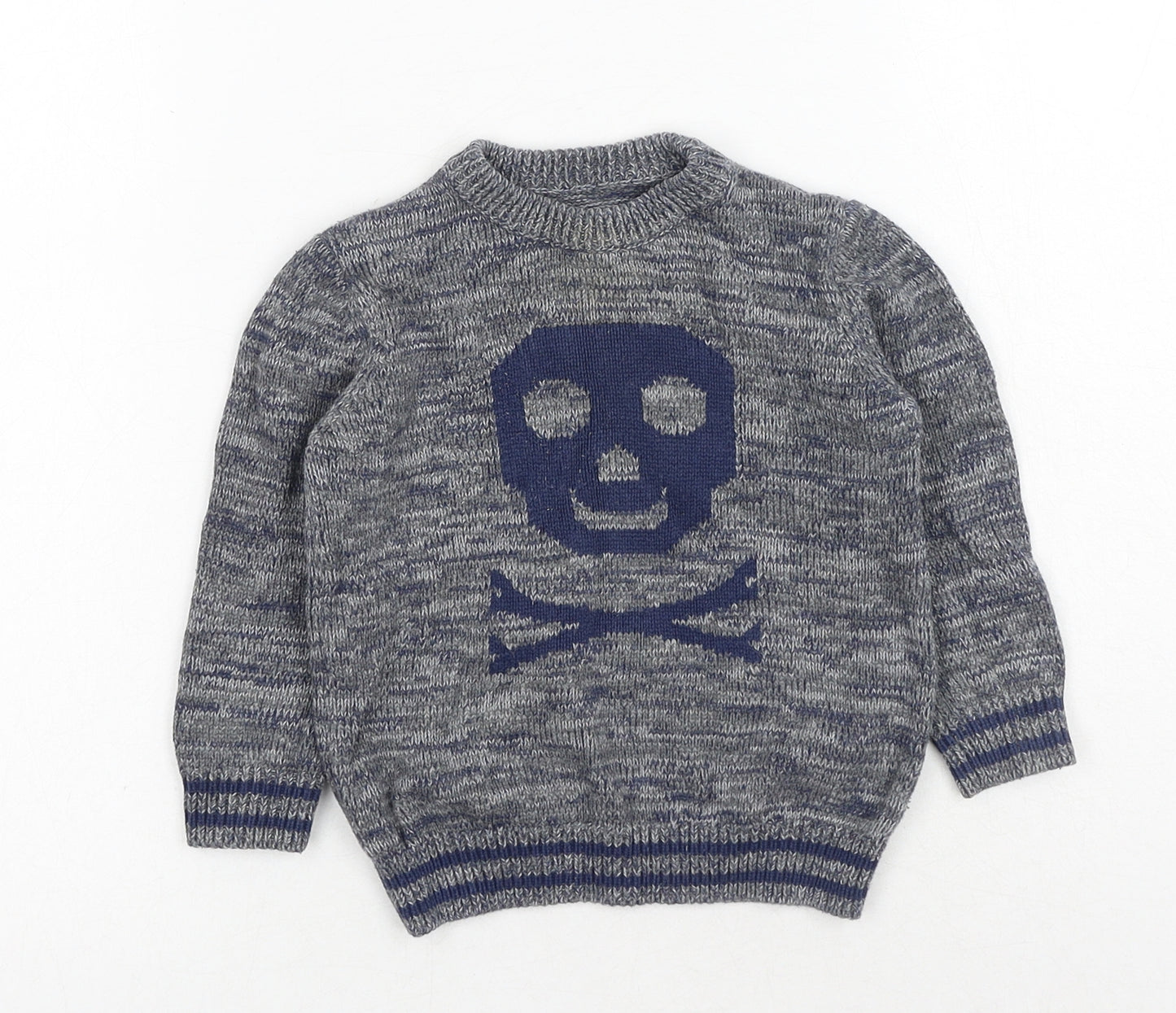 Nutmeg Boys Blue Cotton Pullover Jumper Size 12-18 Months Pullover - Skull