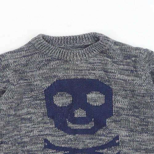 Nutmeg Boys Blue Cotton Pullover Jumper Size 12-18 Months Pullover - Skull